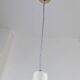 Vintage metal ceiling suspension – postmodern Memphis style from the 1980s, purple, green, silver, striped cable, Pop Art interior, retro light fixture.