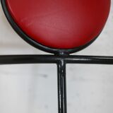 3 armchairs designs steel and leather, France, circa 1980