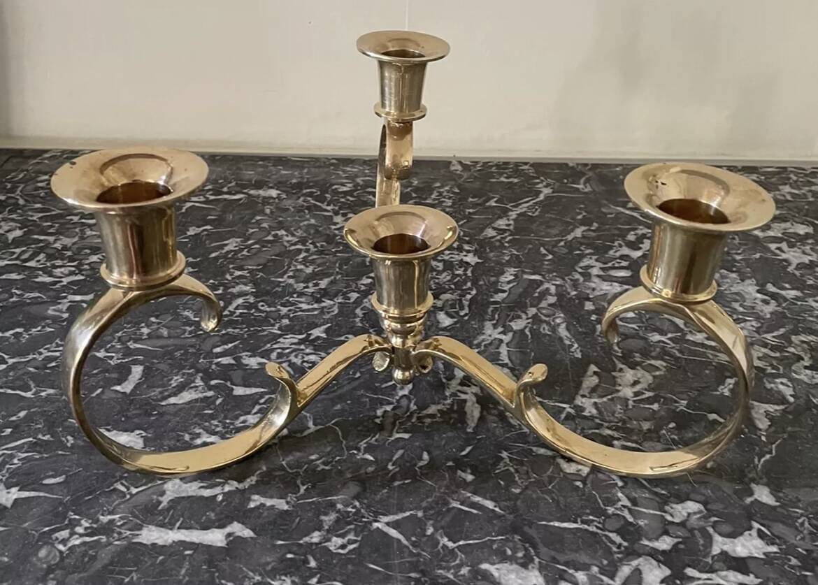 Gold-plated brass candlestick