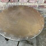Side table industrial style riveted steel 1980