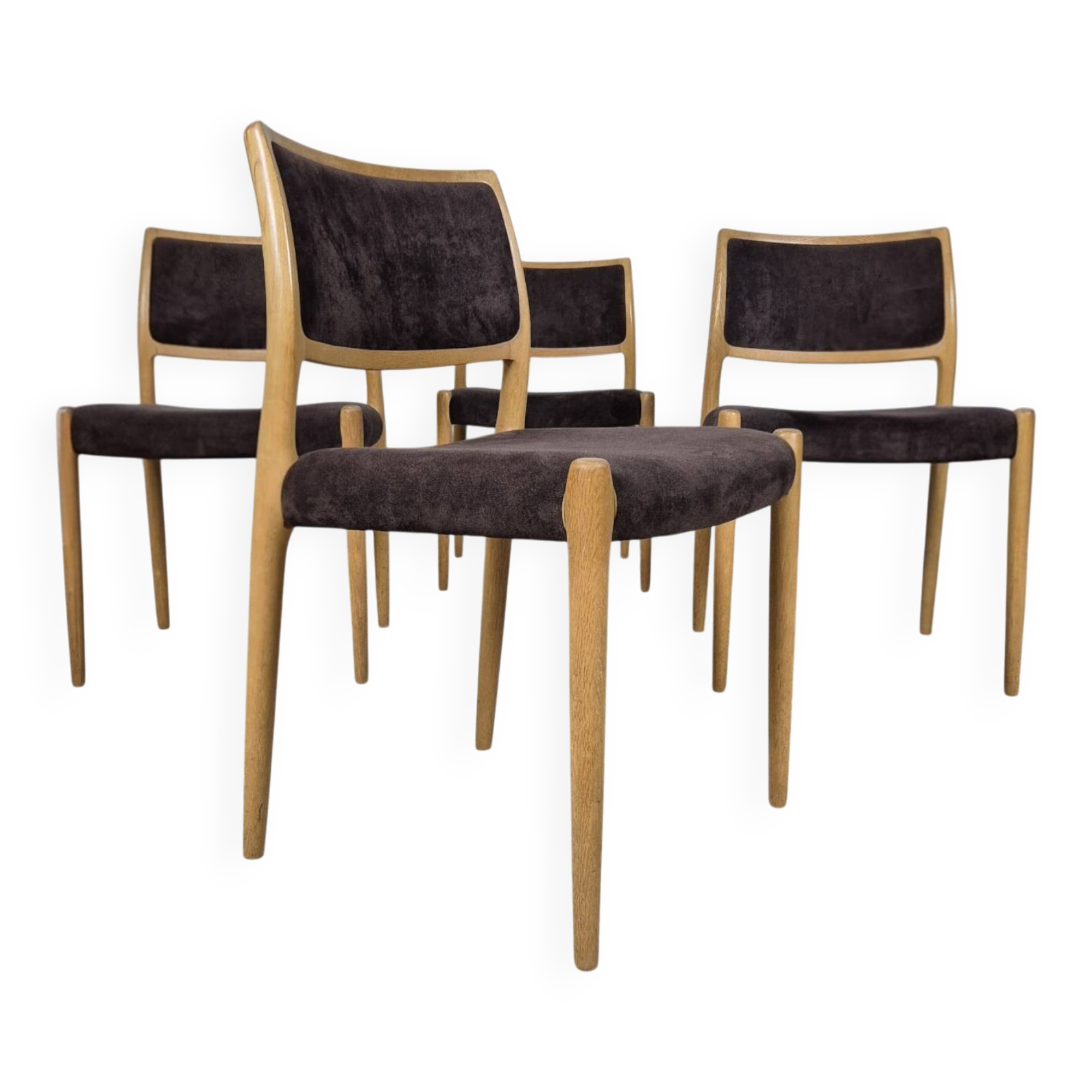 4x Niels Møller model 80 vintage oak dining chair Danish