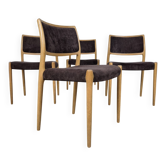 4 chaises de salle à manger vintage en chêne modèle 80 de Niels Møller, danois.