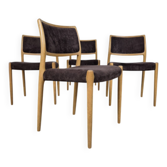 4x Niels Møller model 80 vintage oak dining chair Danish