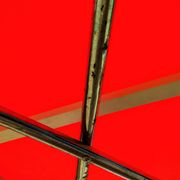 Table "floating" Space age 1970 Red Glass and Dove Tail - 140x80cm