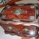 Cigar cabinet / Cigar box in burl wood and decorative bronze