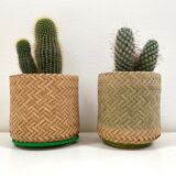 Pair of small rattan pot baskets