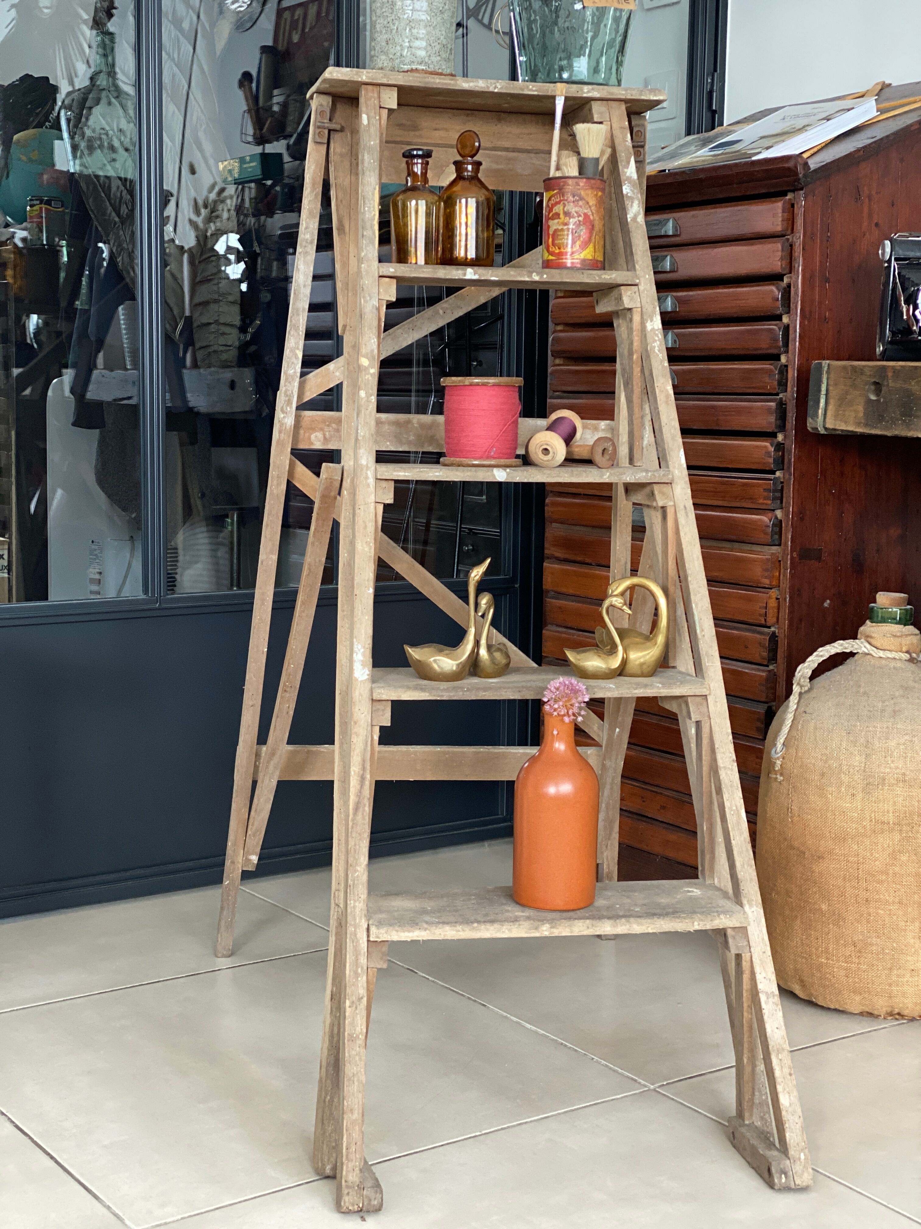 Vintage wood stepladder