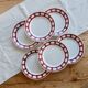 6 flat plates Badonviller ironstone with red geometric decoration