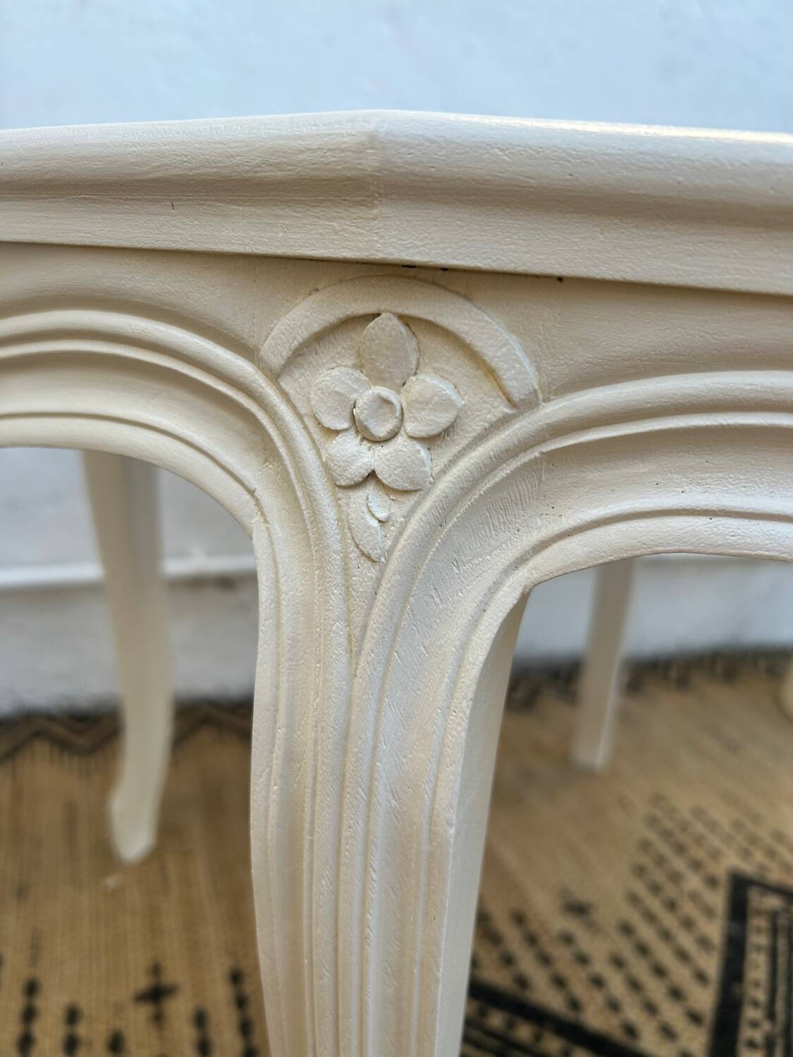 Round coffee table with cane