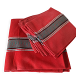 Vintage Basque set: square tablecloth & 7 napkins, 1960s