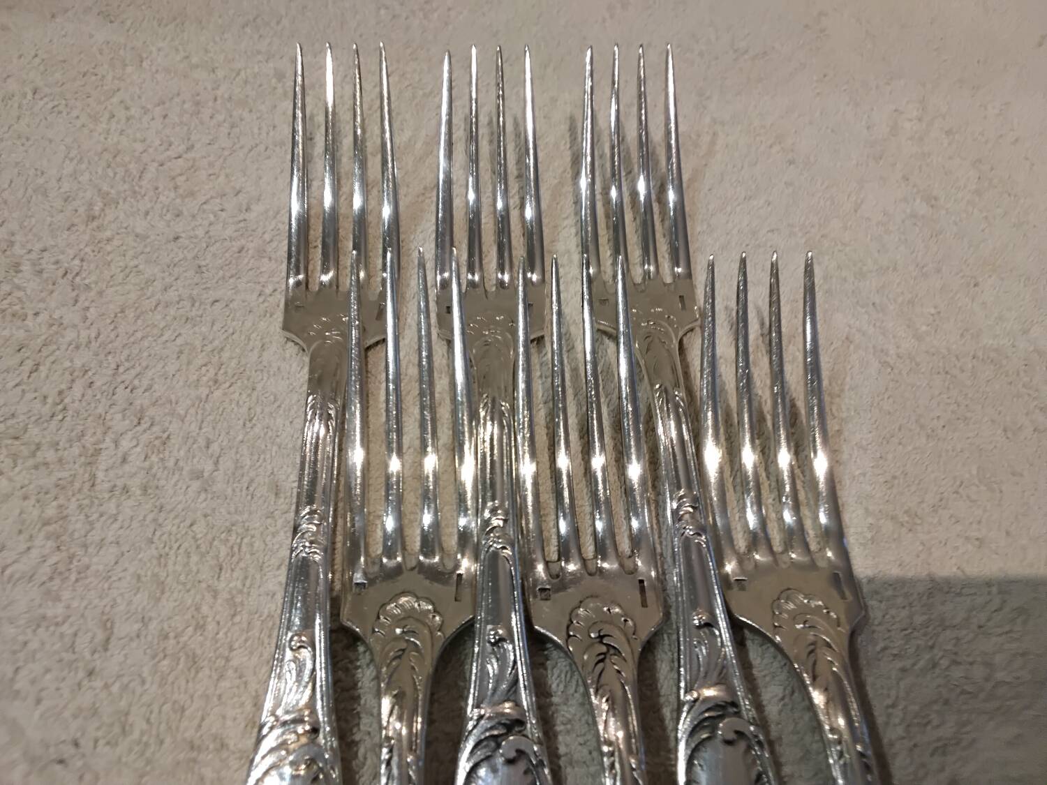 6 silver plated table forks by Christofle Chrysanthemum