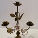 Paire de candelabres d'église fleurs céramique