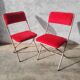 Pair of folding chairs in vintage red moumoute