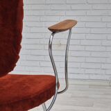 Fauteuil danois des années 1960, état d'origine, accoudoirs en bois de teck, acier chromé.