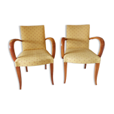 Pair of yellow bridge armchairs
