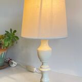 Vintage White-Cream Lacquered WOOD LAMP