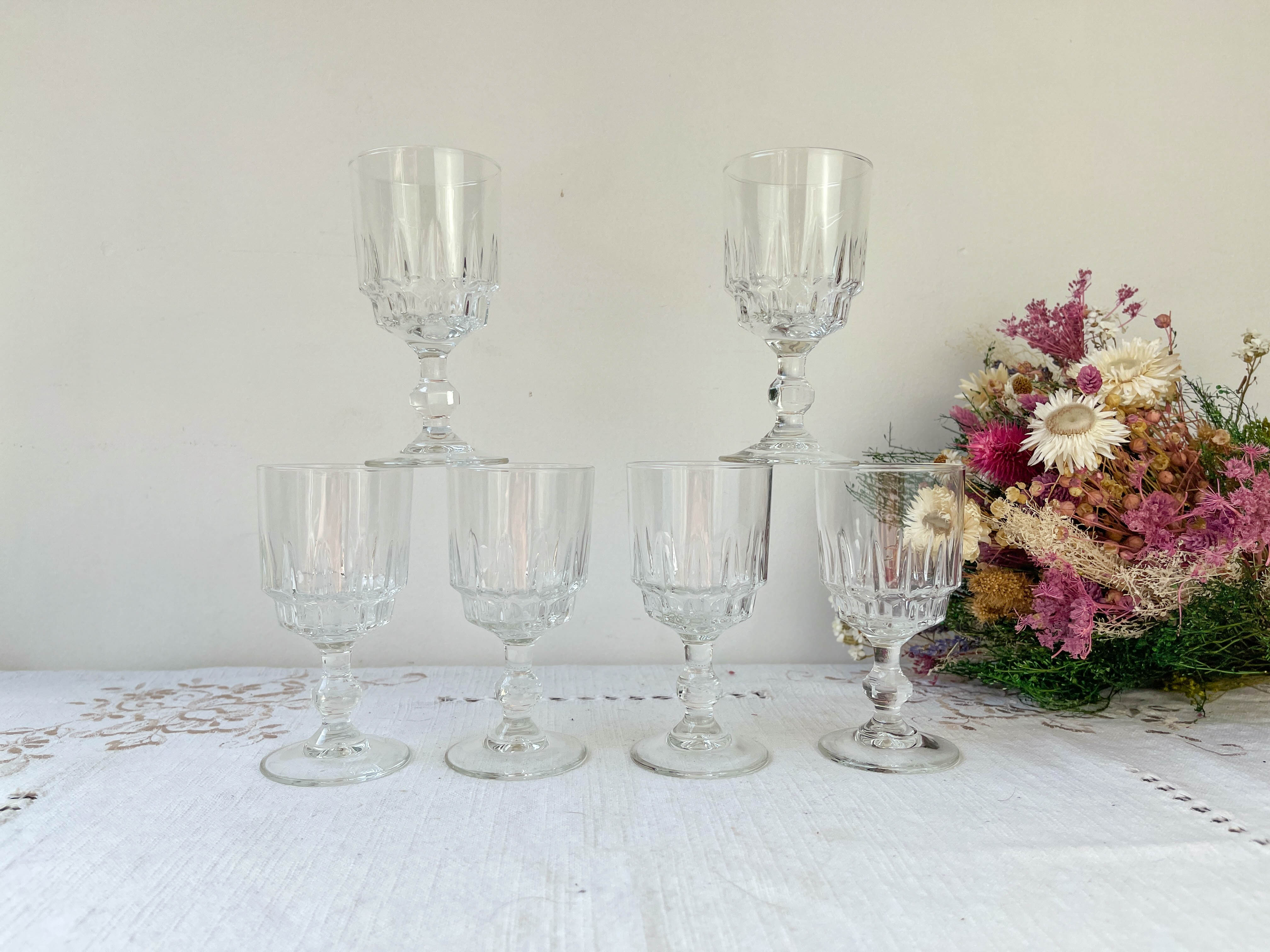 6 verres à vin blanc luminarc modèle lance, 1970 made in france