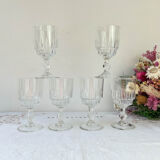 6 Luminarc white wine glasses, Lance model, 1970, made in France