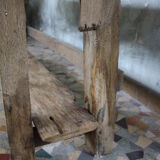 Ancient workbench in raw wood