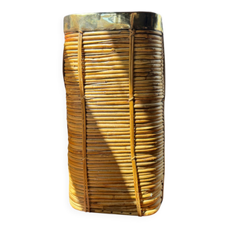 Rattan & Brass Planter | Italy 1970s