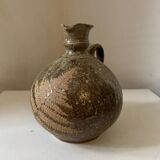 Vintage stoneware pitcher/jug by Alain Blanchard, decorated with leaves and ferns