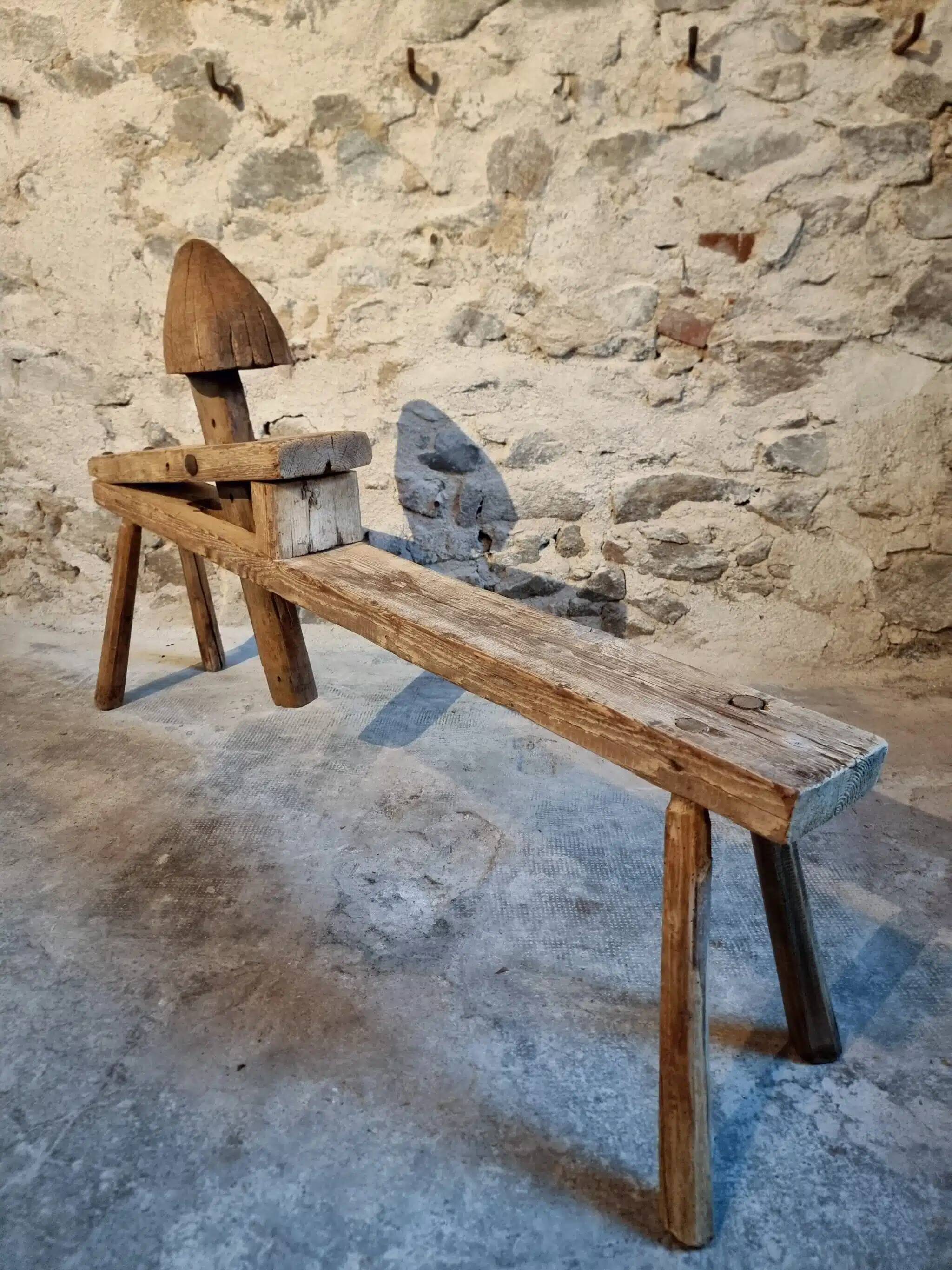 Antique French carpenter's easel – pine and oak carpenter's workbench – 19th century