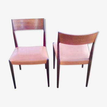 2 chaises Niels O. Møller Möller Nr 77 teck et palissandre danoises