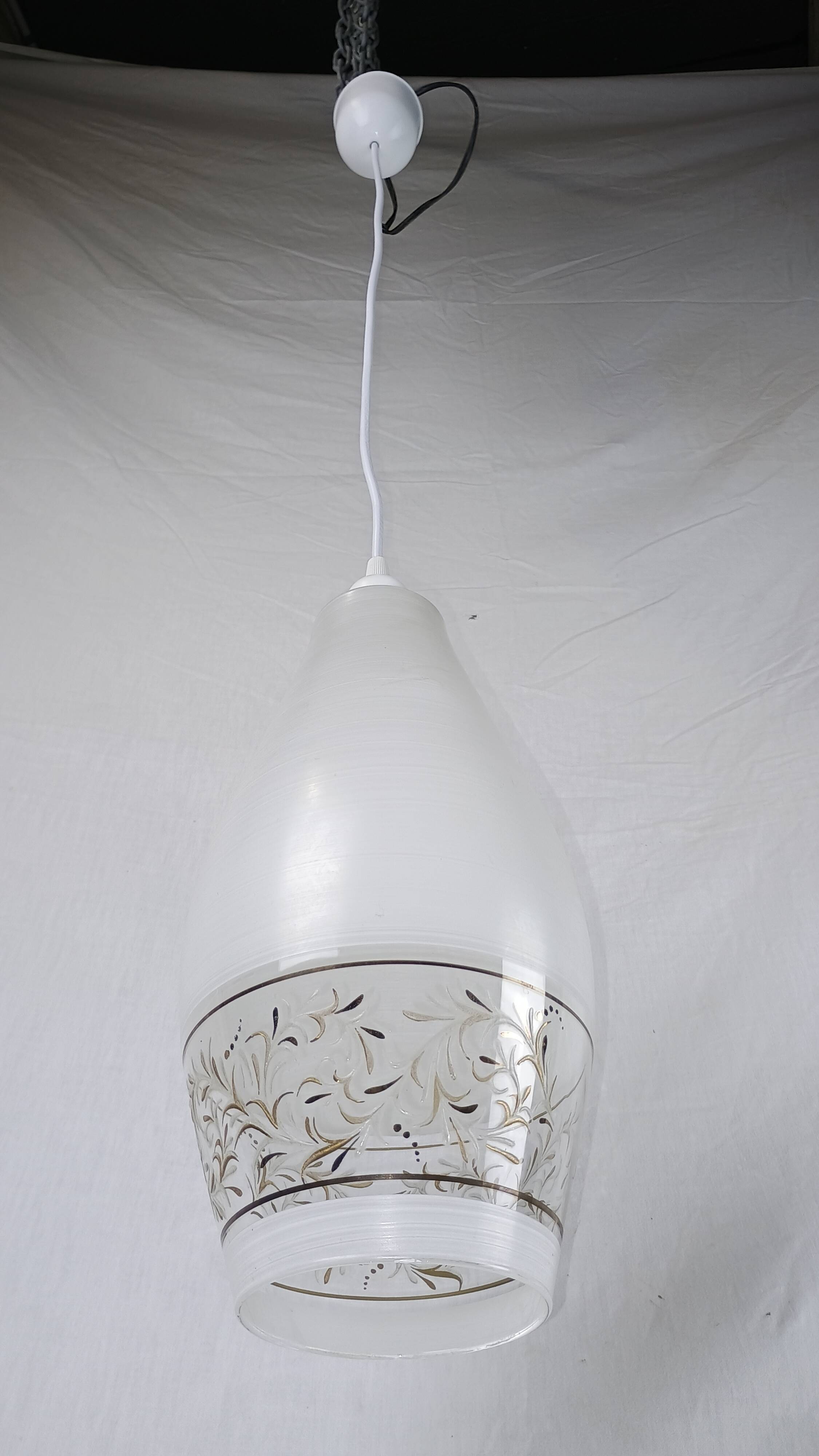 Lunel vintage textured glass pendant light, 1960s French design