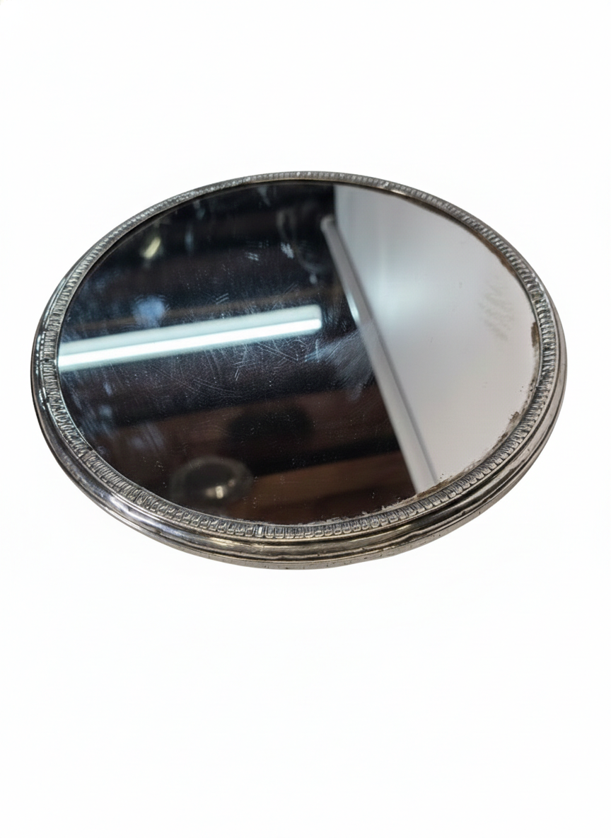 Silver-plated mirror tray centrepiece from the mid-20th century, 30 cm.