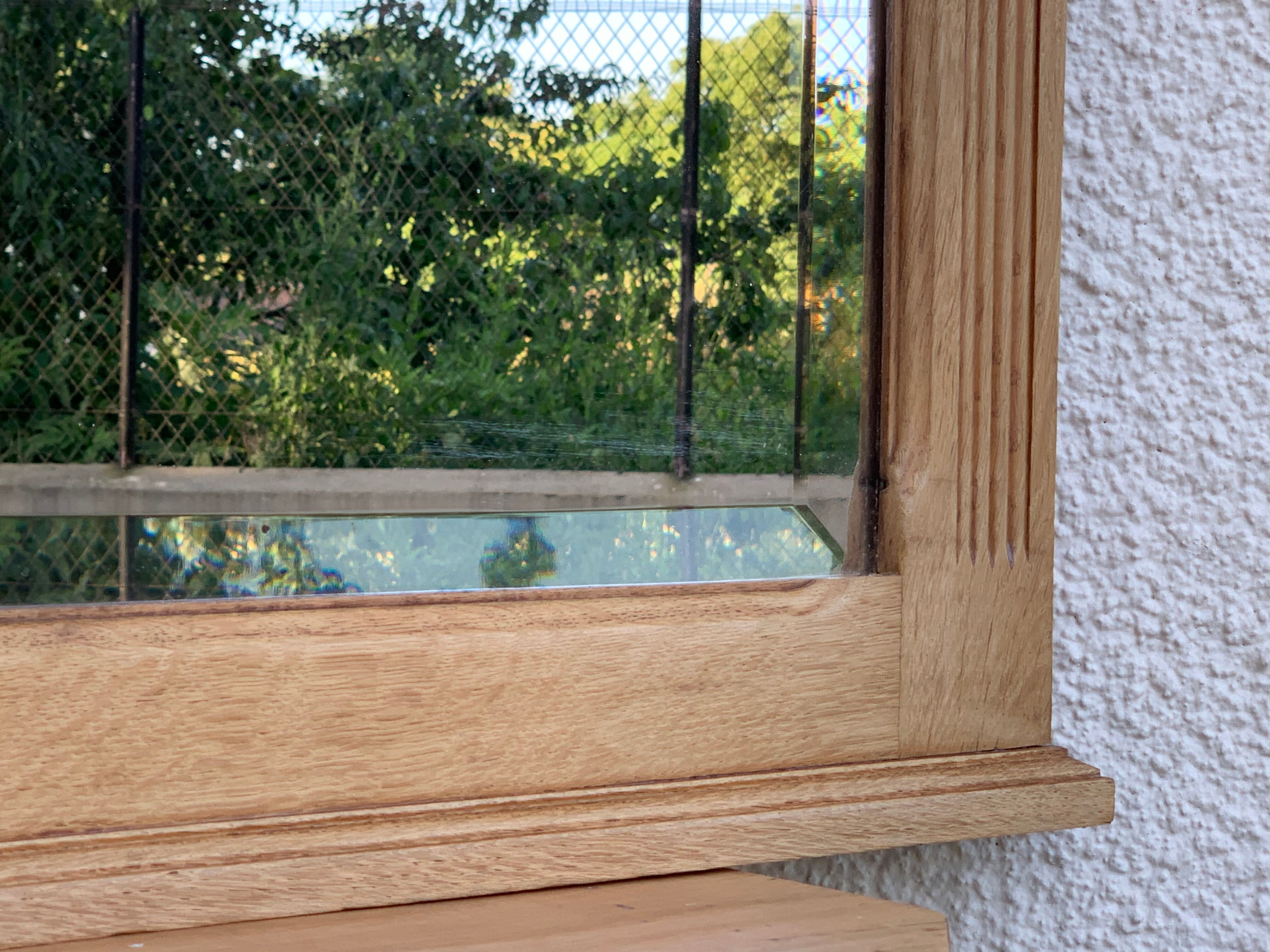 Art Deco mirror bevelled raw oak 1930