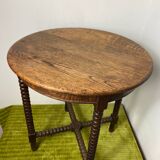 Round turned wood side table