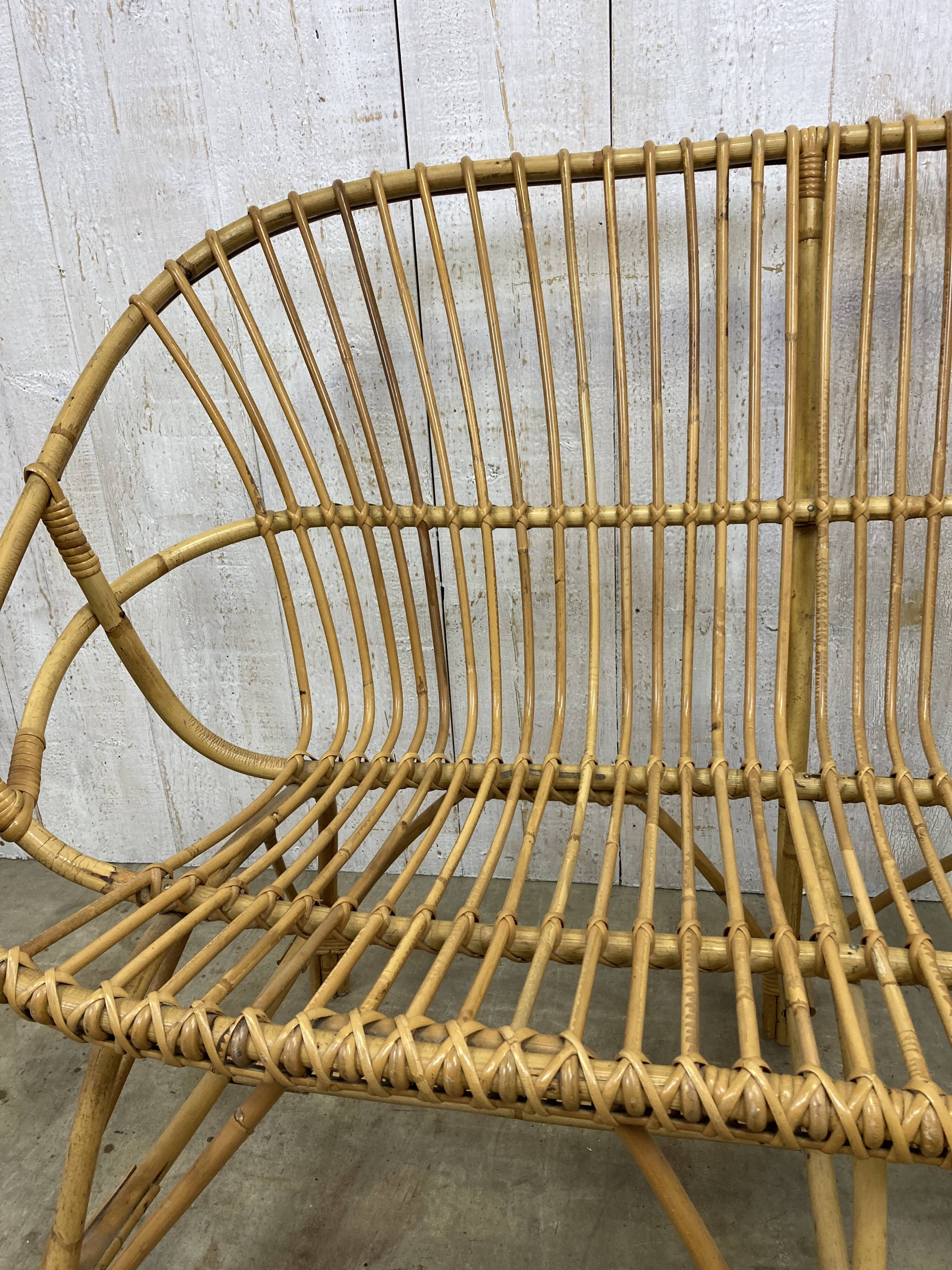 Vintage rattan bench