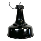 Industrial black pendant factory lamp with cast iron top, 1970s