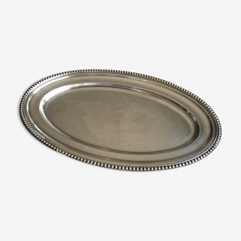 Silver metal oval dish