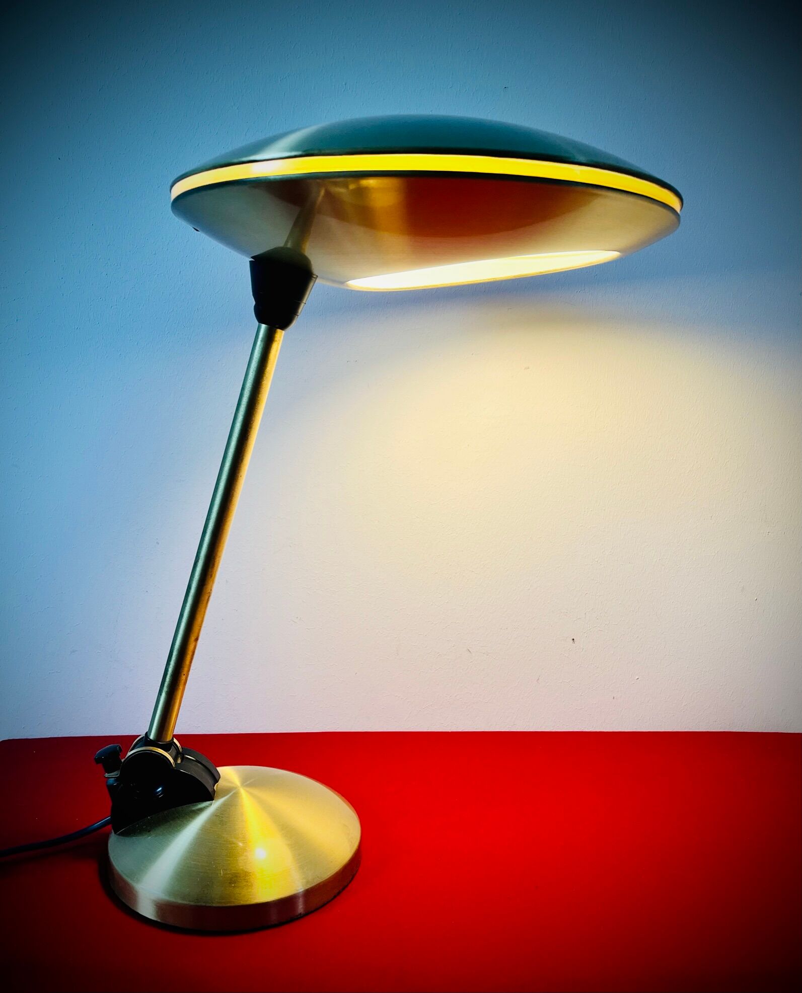 Aluminor brass ufo table / desk lamp 1950