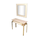 Postmodern pale pink formica and brass console with wall mirror, italy