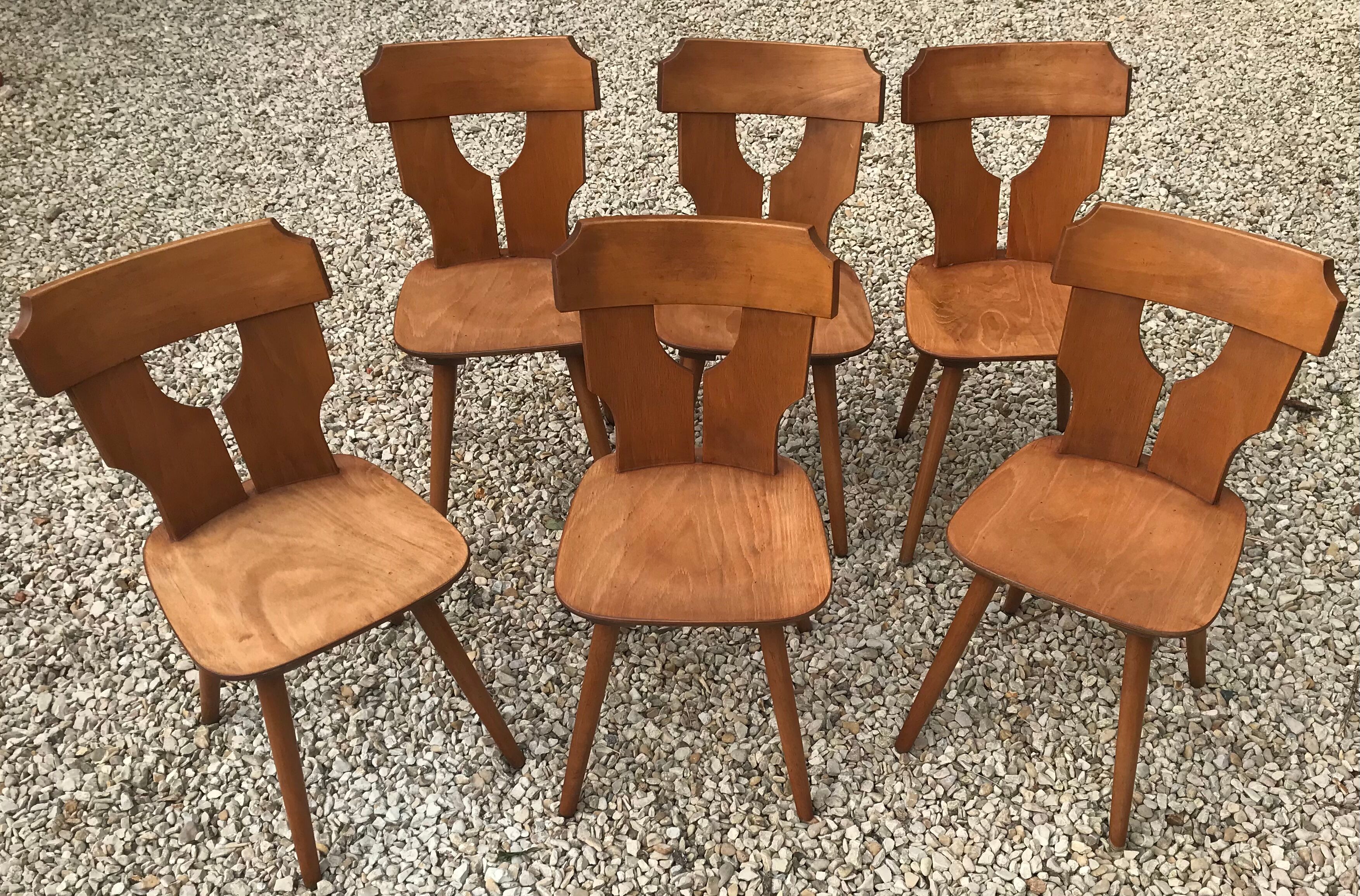 Set of 6 vintage brutalist chairs 1960-1980