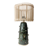 Tanjia ceramic lamp with rattan shade – 60×30 cm – Moroccan artisanal manufacture