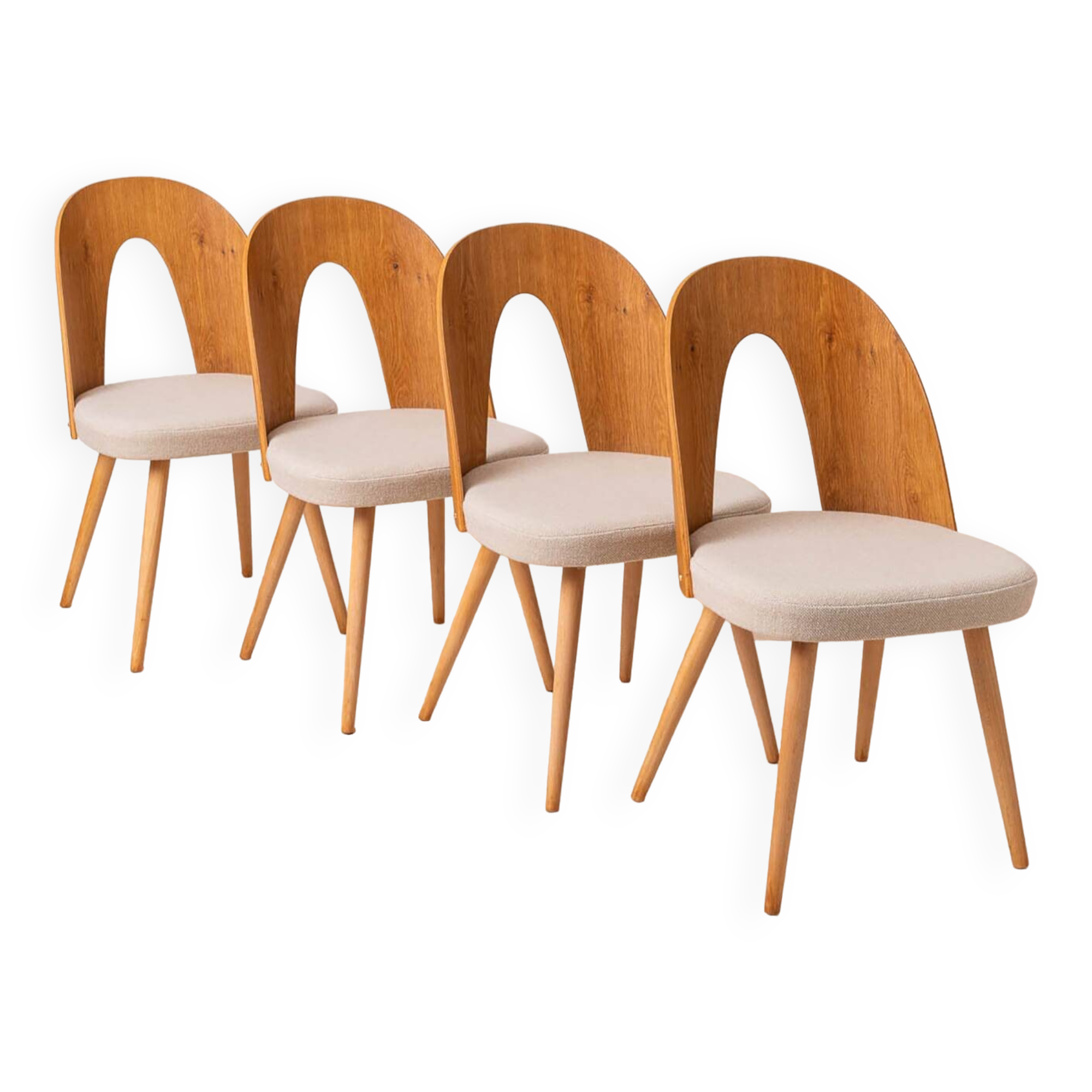 Set of 4 Mid Century Modern Dining Chairs by A.Šuman, Customizable Upholstery Available