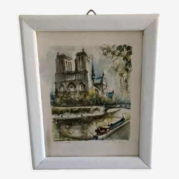 Lithograph Paris Notre Dame