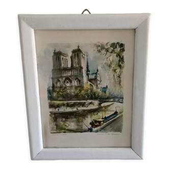 Lithograph Paris Notre Dame