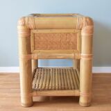 Bedside bamboo table with drawer 1980
