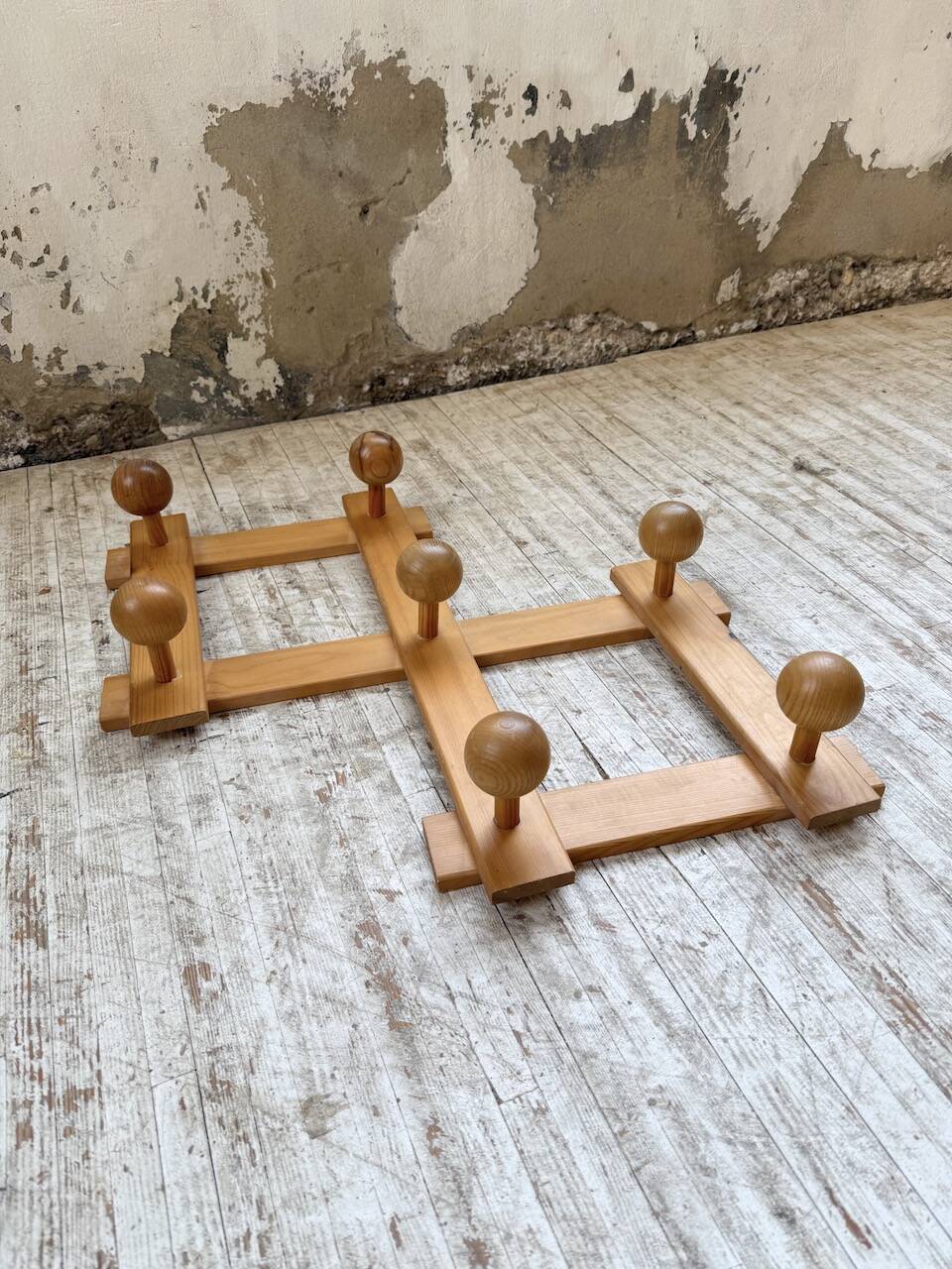 Pine wall coat rack 1980