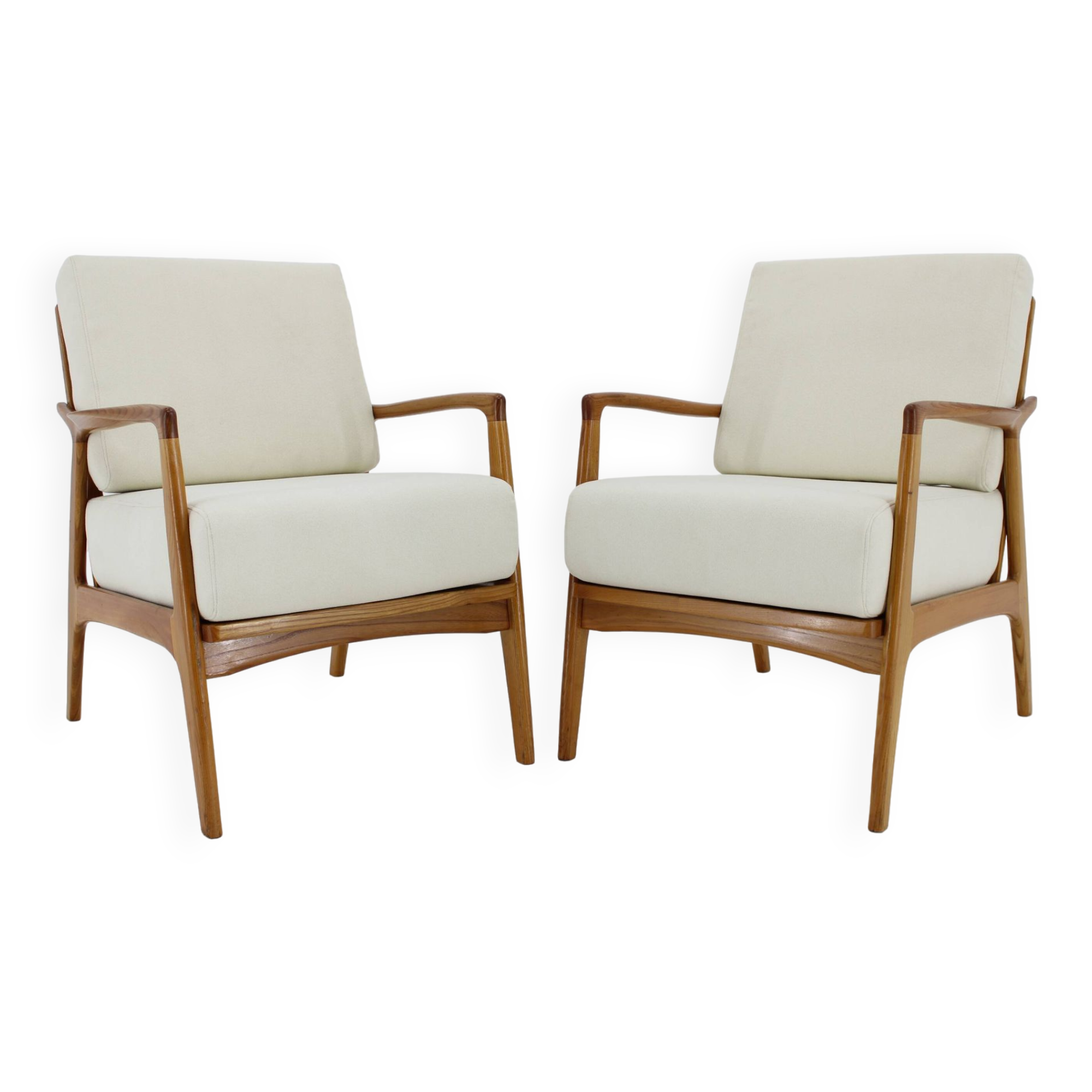 1970s Pair of Restored Armchairs by Drevotvar, Czechoslovakia