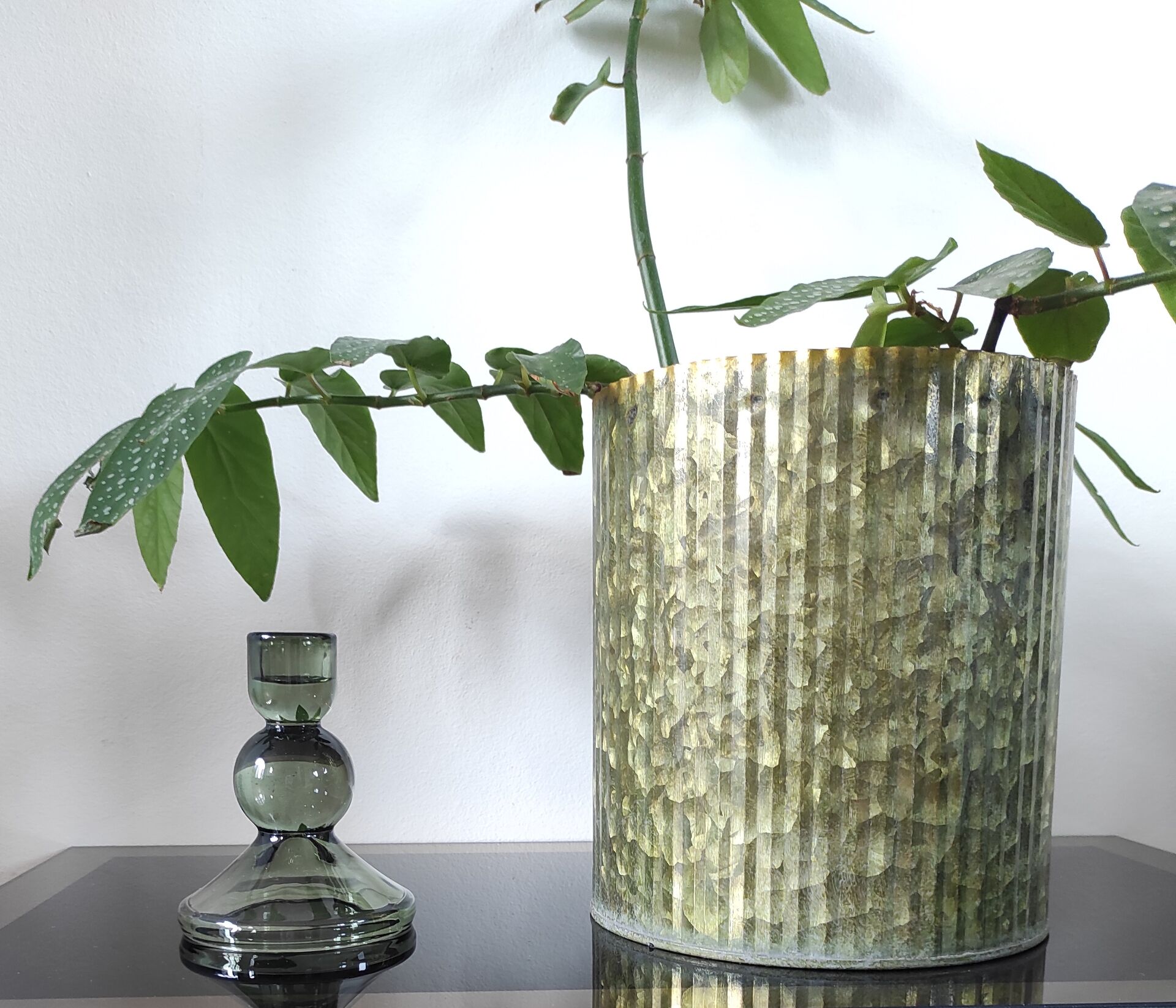 Bougeoir design en verre teinté