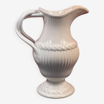 Earthenware from Gien, Hanap or ewer with twisted handle H 23.5 cm