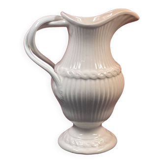 Earthenware from Gien, Hanap or ewer with twisted handle H 23.5 cm