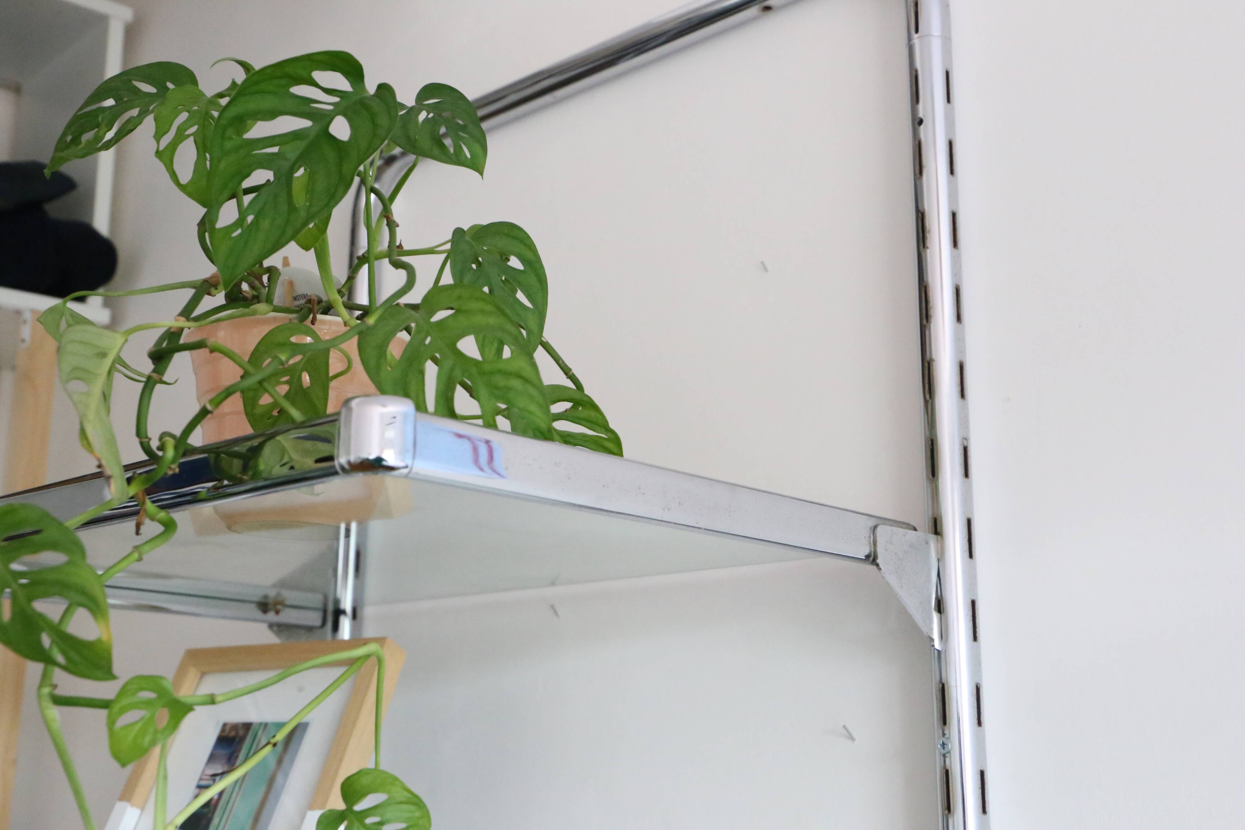 Chrome and glass wall shelf, circa 1960