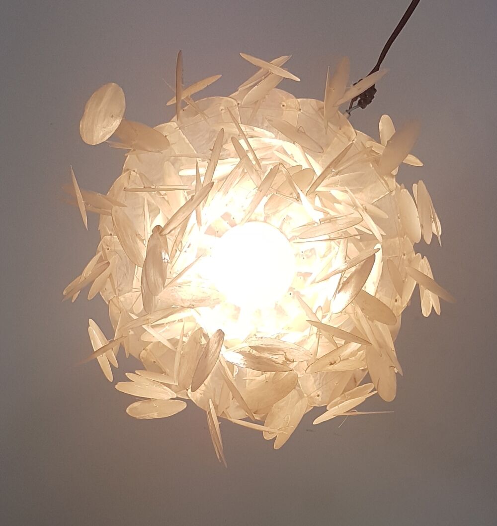 Vintage hanging lamp with mother-of-pearl lozenges