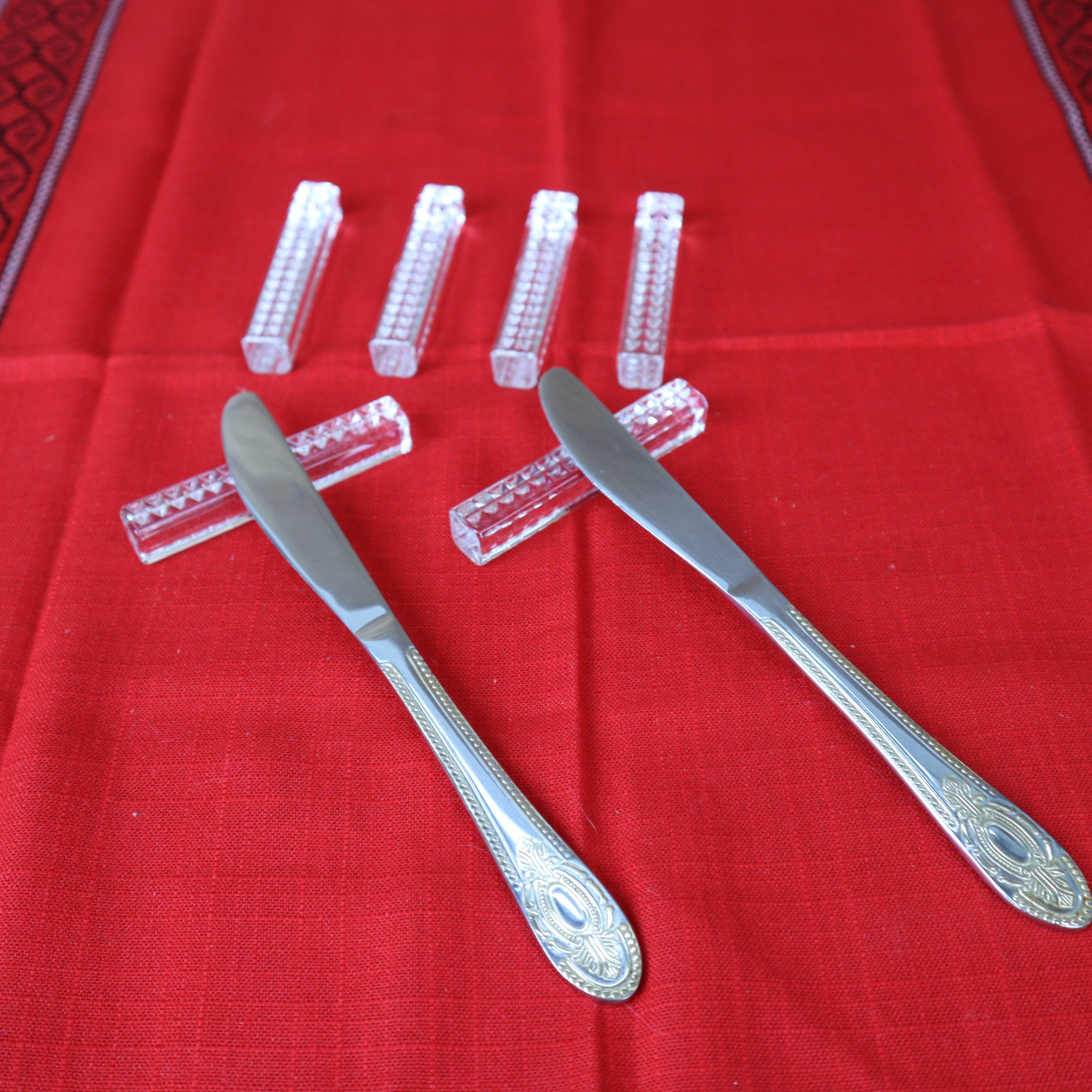 6 "diamond" knife holders in Arques crystal